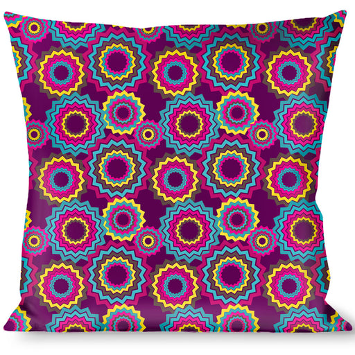Buckle-Down Throw Pillow - Jagged Rings Purples/Blues/Yellow Throw Pillows Buckle-Down   