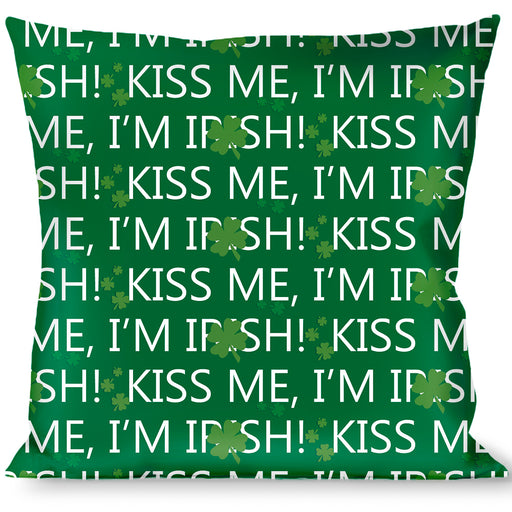 Buckle-Down Throw Pillow - KISS ME, I'M IRISH! Clovers Green/White Throw Pillows Buckle-Down   