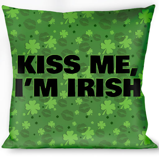 Buckle-Down Throw Pillow - KISS ME, I'M IRISH! Clovers/Kisses Greens/Black Throw Pillows Buckle-Down   