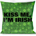 Buckle-Down Throw Pillow - KISS ME, I'M IRISH! Clovers/Kisses Greens/Black Throw Pillows Buckle-Down   