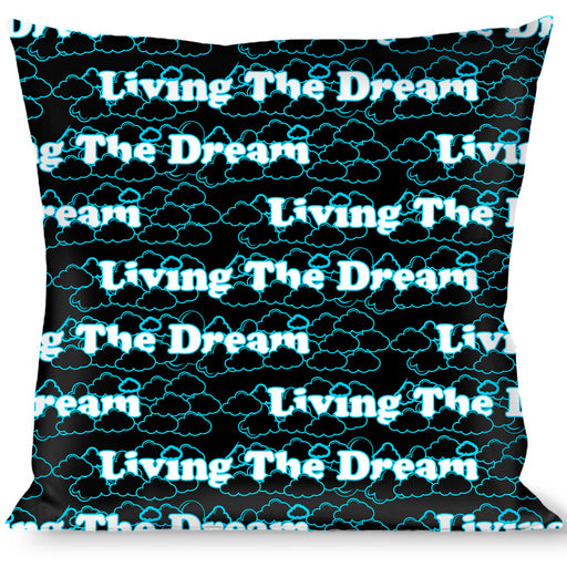 Buckle-Down Throw Pillow - LIVING THE DREAM/Clouds Black/Blue/White Throw Pillows Buckle-Down   