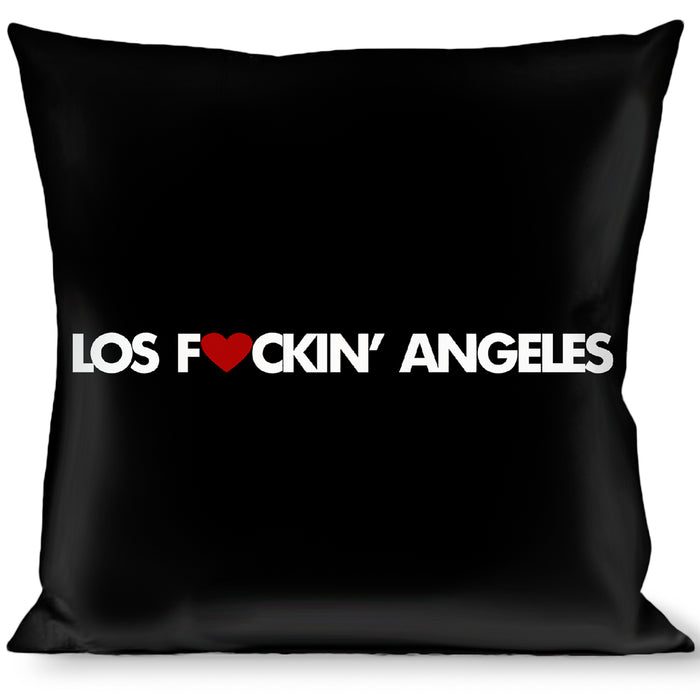 Buckle-Down Throw Pillow - LOS F*CKIN' ANGELES Heart Black/White/Red Throw Pillows Buckle-Down   