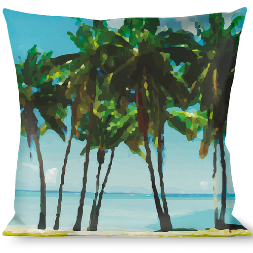 Buckle-Down Throw Pillow - Landscape Beach Palm Trees Throw Pillows Buckle-Down   