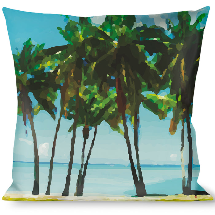 Buckle-Down Throw Pillow - Landscape Beach Palm Trees Throw Pillows Buckle-Down   