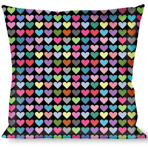 Buckle-Down Throw Pillow - Mini Hearts Black/Multi Color Throw Pillows Buckle-Down   
