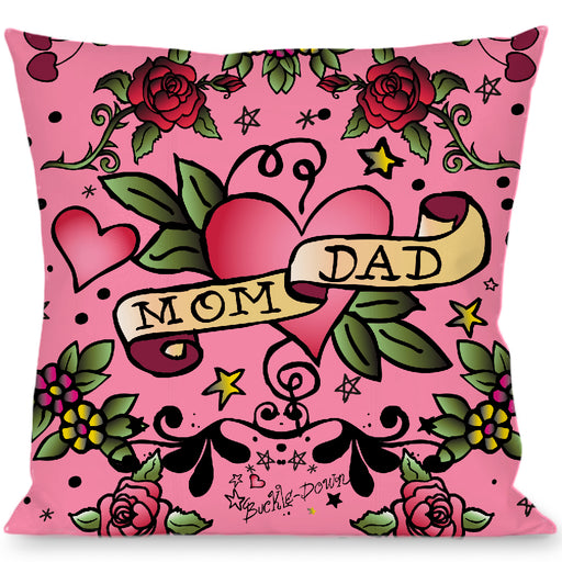 Buckle-Down Throw Pillow - Mom & Dad Pink Throw Pillows Buckle-Down   