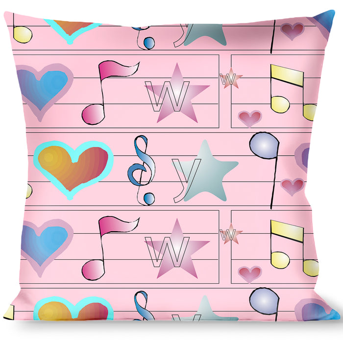 Buckle-Down Throw Pillow - Music Notes Pink Throw Pillows Buckle-Down   
