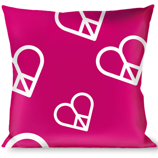 Buckle-Down Throw Pillow - Mini Peace Hearts Fuchsia/White Throw Pillows Buckle-Down   