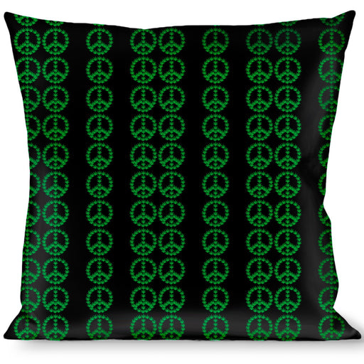 Buckle-Down Throw Pillow - Marijuana Peace Repeat Black/Green Throw Pillows Buckle-Down   