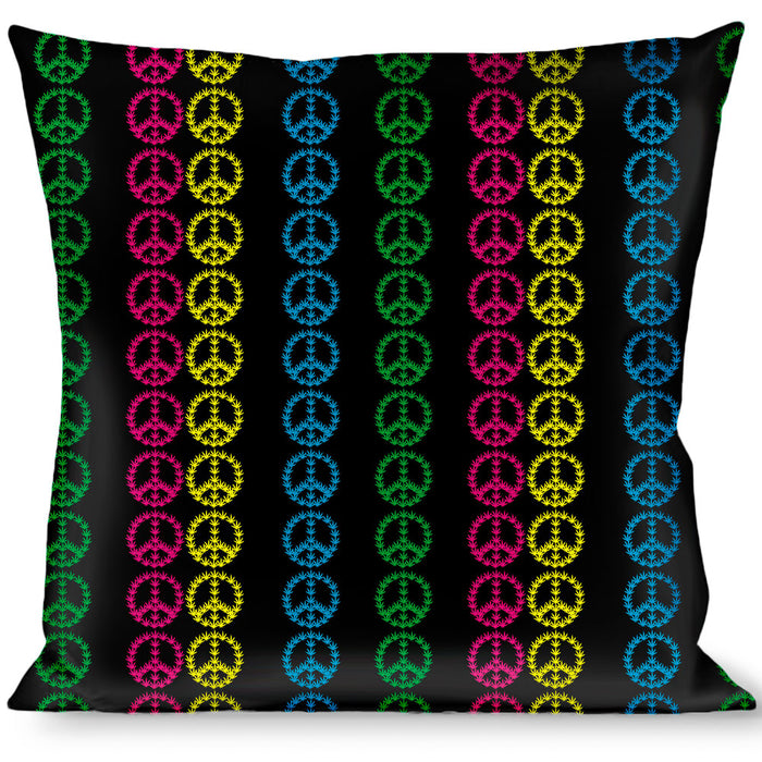 Buckle-Down Throw Pillow - Marijuana Peace Repeat Black/Multi Color Throw Pillows Buckle-Down   