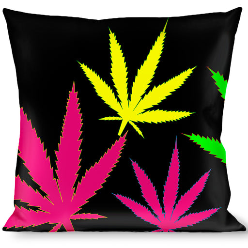 Buckle-Down Throw Pillow - Multi Marijuana Leaves Black/Multi Color Throw Pillows Buckle-Down   