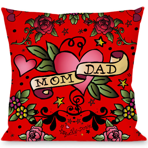 Buckle-Down Throw Pillow - Mom & Dad Red Throw Pillows Buckle-Down   