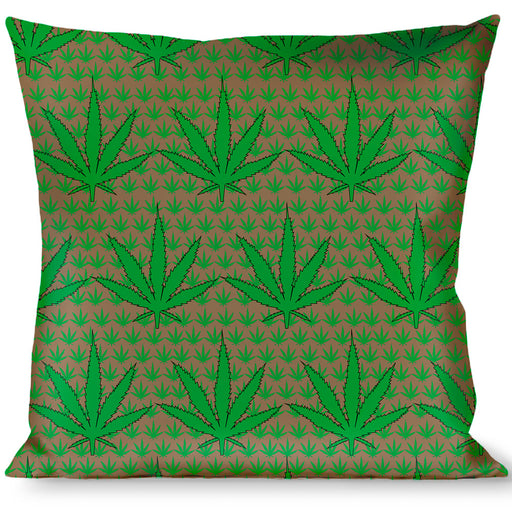 Buckle-Down Throw Pillow - Marijuana Garden Tan/Green Throw Pillows Buckle-Down   