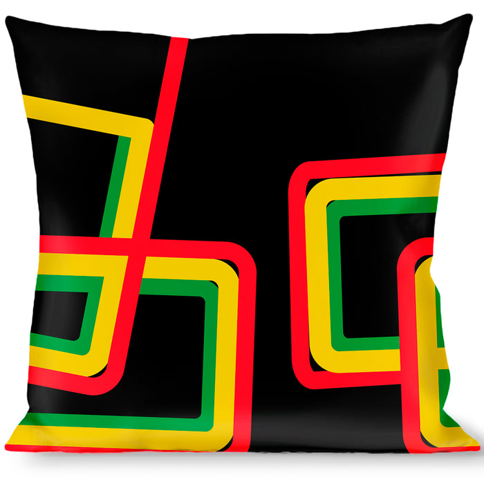 Buckle-Down Throw Pillow - Maze Lines Black/Rasta Throw Pillows Buckle-Down   