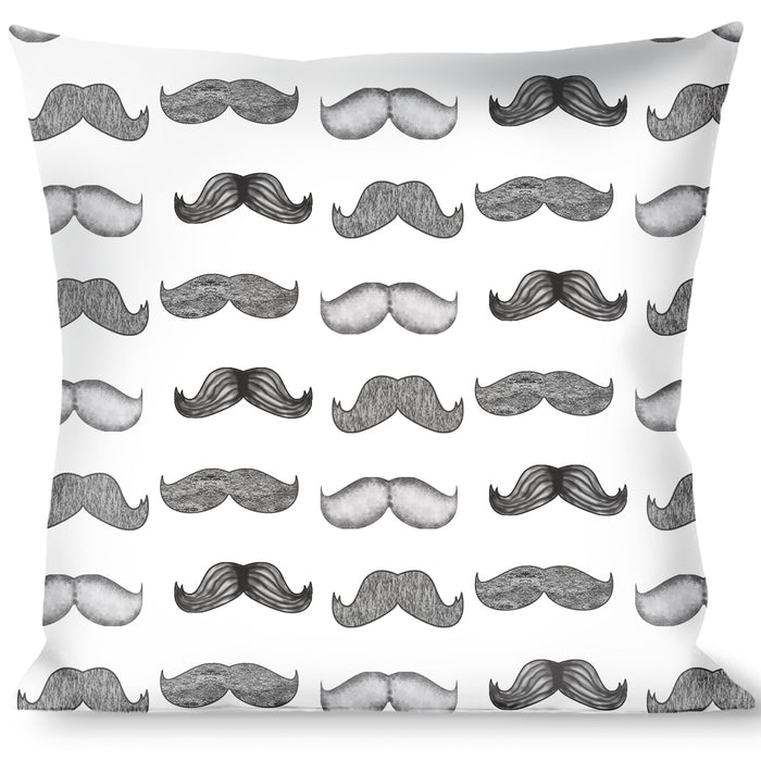 Buckle-Down Throw Pillow - Mustaches White/Sketch Throw Pillows Buckle-Down   