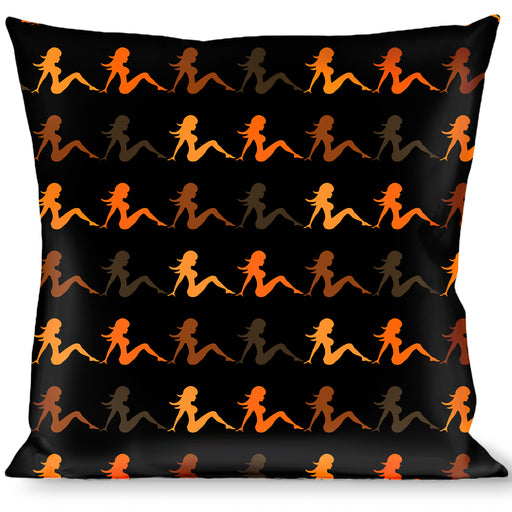Buckle-Down Throw Pillow - Mud Flap Girl Repeat Black/Orange Fade Throw Pillows Buckle-Down   
