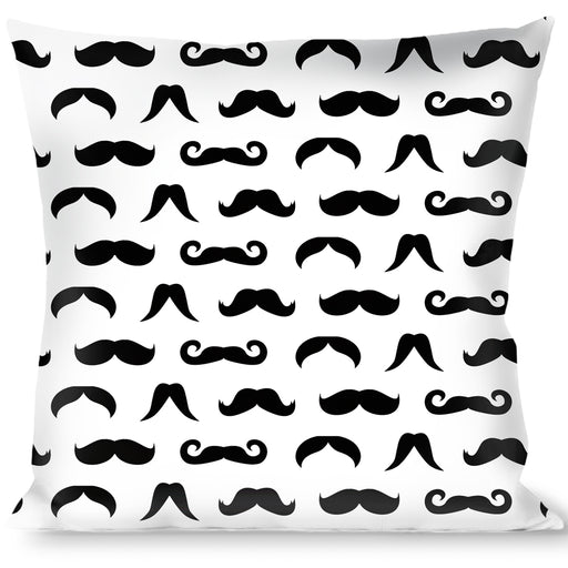 Buckle-Down Throw Pillow - Mustaches Straight White/Black Throw Pillows Buckle-Down   
