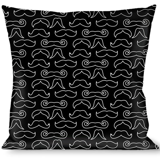 Buckle-Down Throw Pillow - Mustache Outlines Black/White Throw Pillows Buckle-Down   