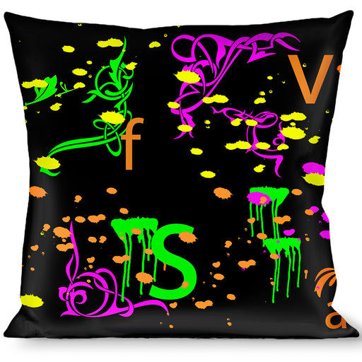 Buckle-Down Throw Pillow - Nautical Star Splatter Black/Neon Throw Pillows Buckle-Down   