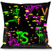 Buckle-Down Throw Pillow - Nautical Star Splatter Black/Neon Throw Pillows Buckle-Down   