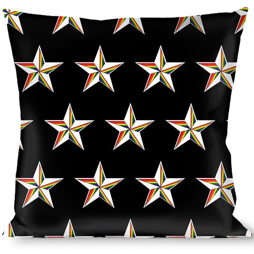 Buckle-Down Throw Pillow - Nautical Star Black/White/Rainbow Throw Pillows Buckle-Down   