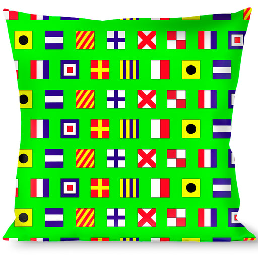 Buckle-Down Throw Pillow - Nautical Flags Green/Multi Color Throw Pillows Buckle-Down   