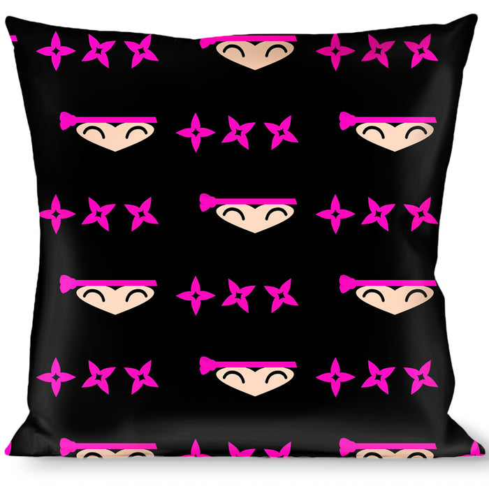 Buckle-Down Throw Pillow - Ninja Star Black/Pink Throw Pillows Buckle-Down   