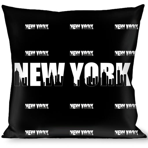 Buckle-Down Throw Pillow - NEW YORK Bold/Skyline Silhouette Black/White/Black Throw Pillows Buckle-Down   