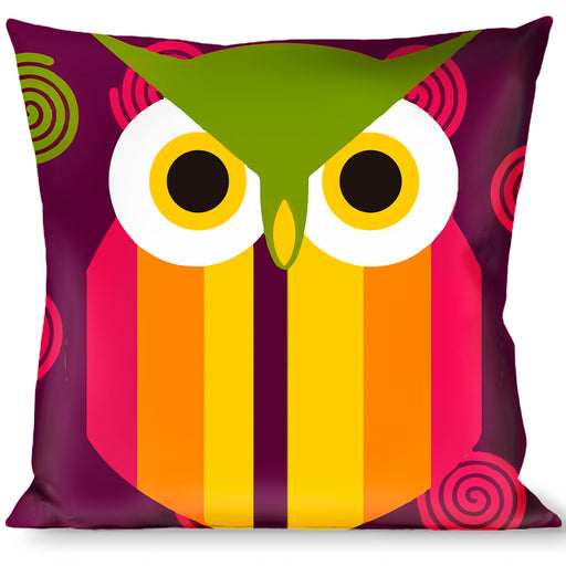 Buckle-Down Throw Pillow - Owls Striped w/Swirls Purple Throw Pillows Buckle-Down   