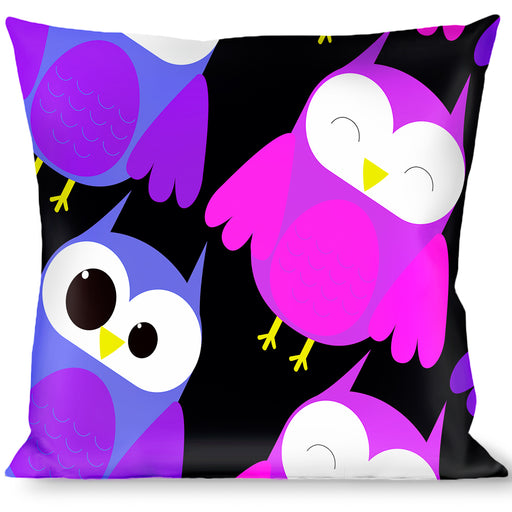 Buckle-Down Throw Pillow - Owl Eyes Black/Purples/Pinks Throw Pillows Buckle-Down   