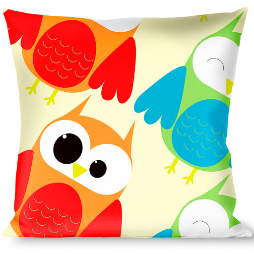 Buckle-Down Throw Pillow - Owl Eyes Yellow/Reds/Blues Throw Pillows Buckle-Down   