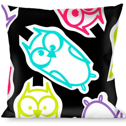 Buckle-Down Throw Pillow - Owl Sketch Black/White/Multi Color Throw Pillows Buckle-Down   