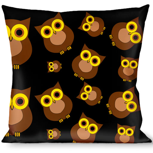 Buckle-Down Throw Pillow - Owls Scattered Black/Brown/Yellow Throw Pillows Buckle-Down   