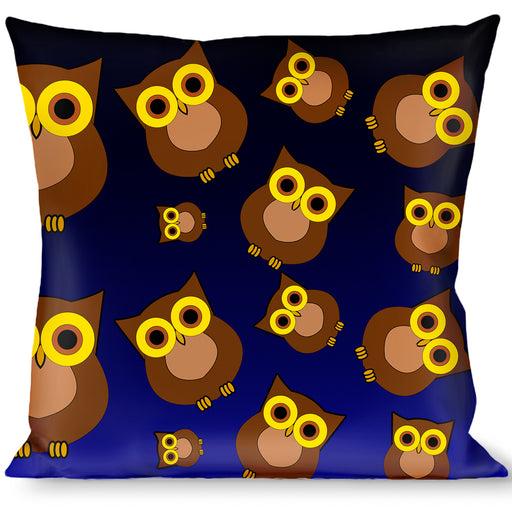 Buckle-Down Throw Pillow - Owls Scattered Black/Blue-Fade/Yellow Throw Pillows Buckle-Down   
