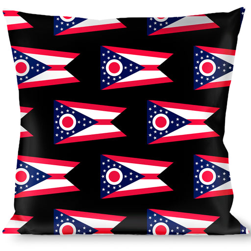 Buckle-Down Throw Pillow - Ohio Flag Repeat Black Throw Pillows Buckle-Down   