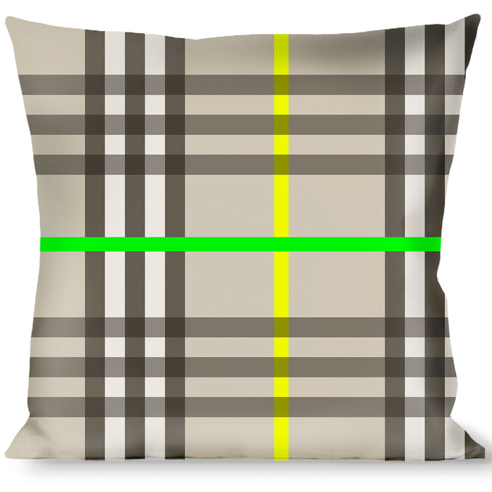 Buckle-Down Throw Pillow - Plaid Gray/Multi Neon Throw Pillows Buckle-Down   