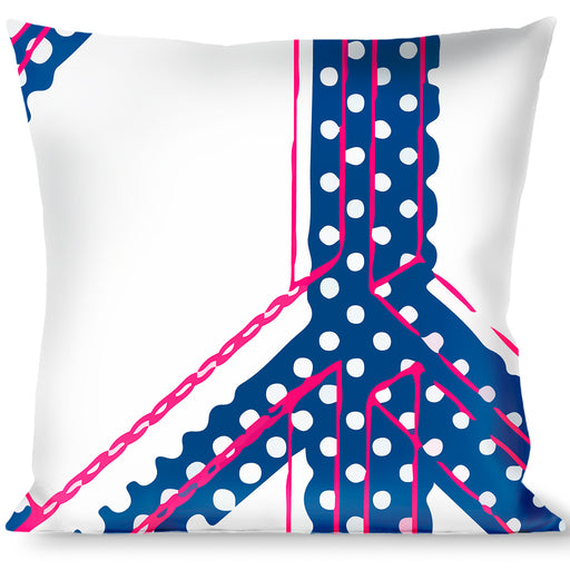 Buckle-Down Throw Pillow - Peace Mixed White/Blue/Pink Throw Pillows Buckle-Down   