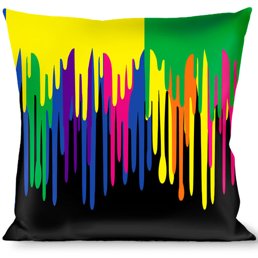 Buckle-Down Throw Pillow - Paint Drips Black/Multi Neon Throw Pillows Buckle-Down   