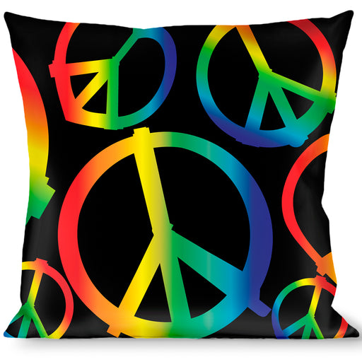 Buckle-Down Throw Pillow - Peace Heart Black/Rainbow Ombre Throw Pillows Buckle-Down   