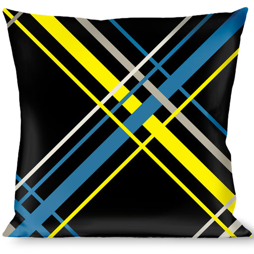 Buckle-Down Throw Pillow - Plaid Black/Yellow/Turquoise/Gray Throw Pillows Buckle-Down   