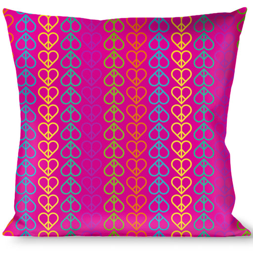 Buckle-Down Throw Pillow - Peace Hearts Repeat Fuchsia/Neon Throw Pillows Buckle-Down   