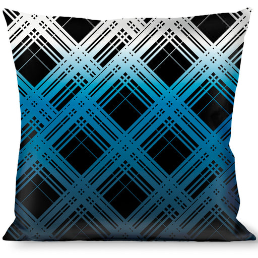 Buckle-Down Throw Pillow - Plaid X Gradient Black/White/Blue Throw Pillows Buckle-Down   