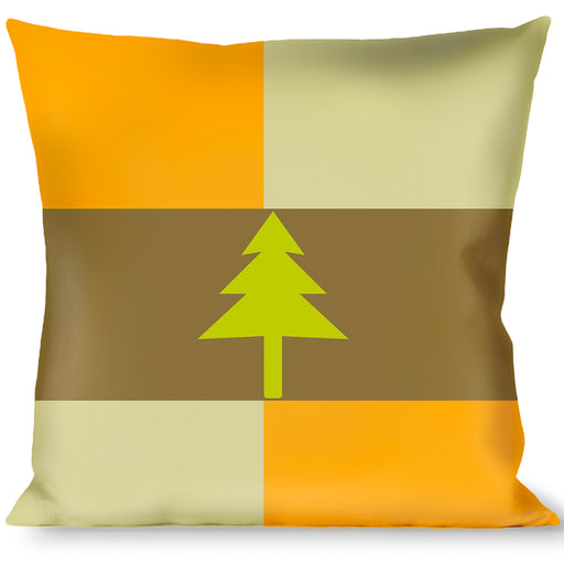 Buckle-Down Throw Pillow - Pine Trees Blocks Olive/Orange/Tan Throw Pillows Buckle-Down   