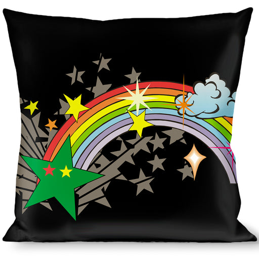 Buckle-Down Throw Pillow - Rainbow Cloud Stars Black Throw Pillows Buckle-Down   