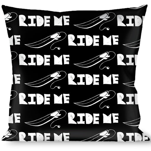 Buckle-Down Throw Pillow - RIDE ME Surfboard Black/White Throw Pillows Buckle-Down   