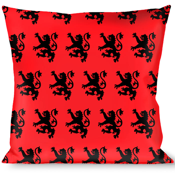 Buckle-Down Throw Pillow - Rampant Lion Repeat/Stripes Red/White/Black Throw Pillows Buckle-Down   