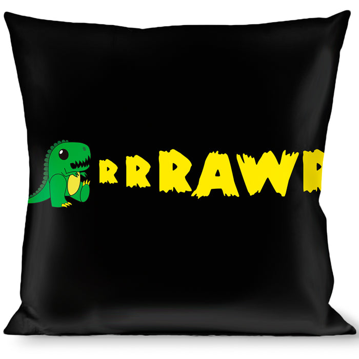Buckle-Down Throw Pillow - RRRAWR Dinosaur Black/Green/Yellow Throw Pillows Buckle-Down   