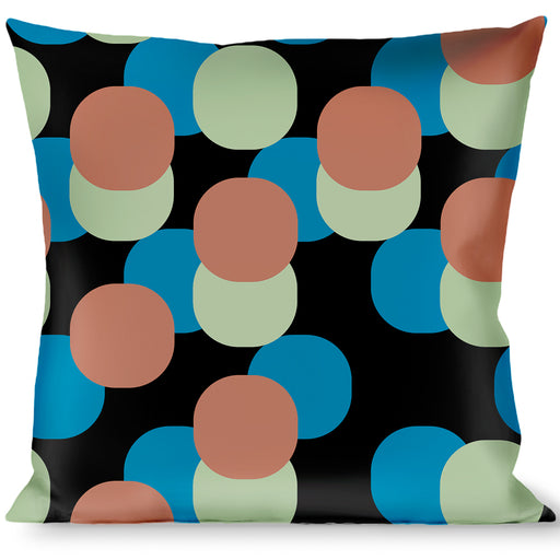 Buckle-Down Throw Pillow - Polka Dots Stacked Black/Blue/Sage/Brown Throw Pillows Buckle-Down   
