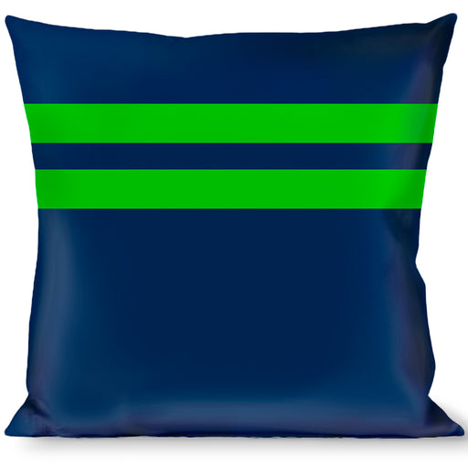Buckle-Down Throw Pillow - Racing Stripe Navy/Bright Green Throw Pillows Buckle-Down   