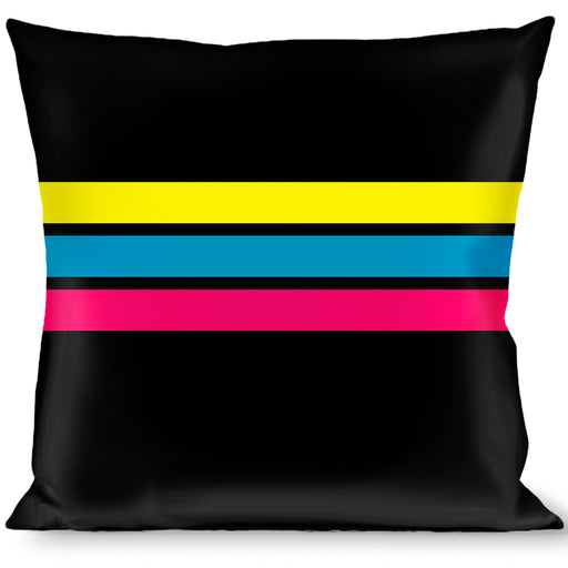 Buckle-Down Throw Pillow - Racing Stripes Black/Yellow/Blue/Pink Throw Pillows Buckle-Down   